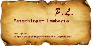 Petschinger Lamberta névjegykártya